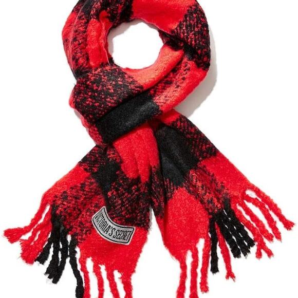 Victoria's Secret Red and Black Plaid Scarf - Picture 2 of 4